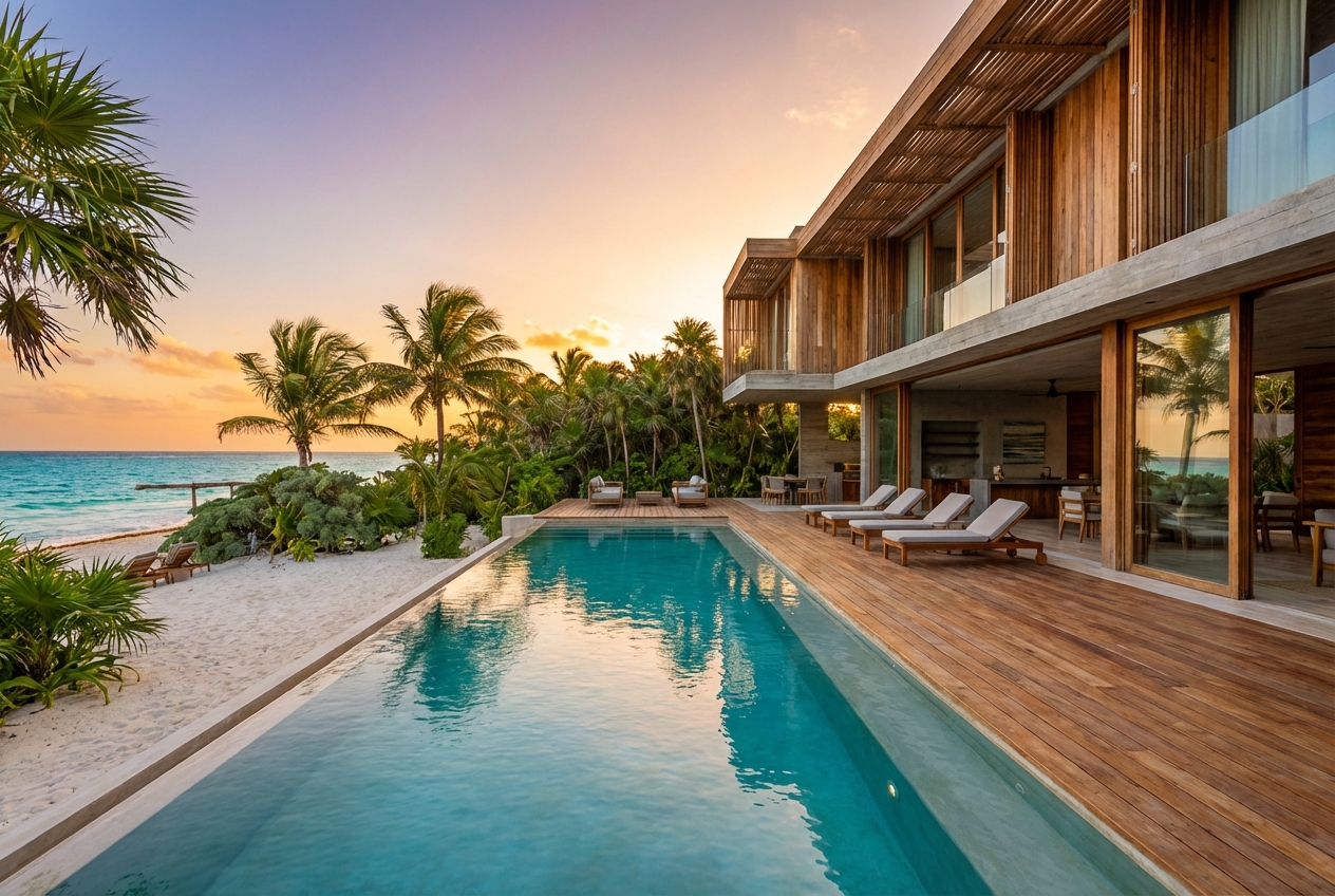 Luxury beachfront villa in Tulum